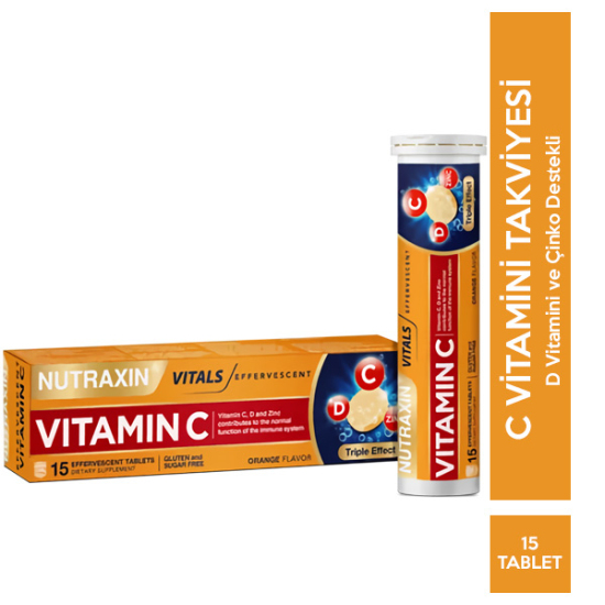 Nutraxin Efervesan Vitamin CD Zinc 15 Tablet - 1