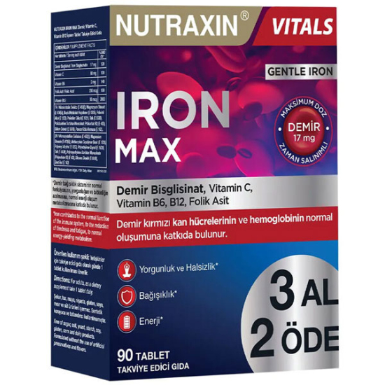 Nutraxin Iron Max Takviye Edici Gıda 90 Tablet 3 Al 2 Öde - 1