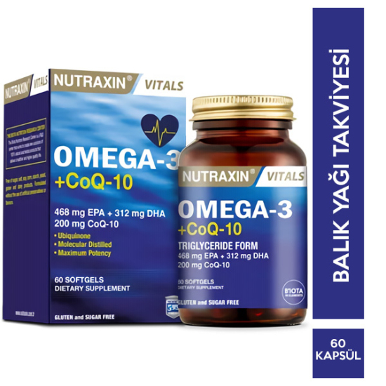 Nutraxin Omega3 CoQ 10 60 Kapsül Balık Yağı - 1