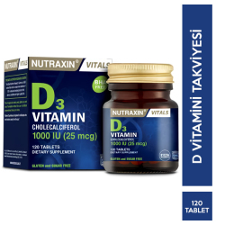 Nutraxin Vitamin D3 120 Tablet D Vitamini Takviyesi - Nutraxin