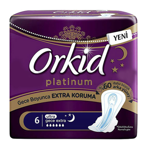 Orkid Ultra Platinum Hijyenik Ped Gece Extra 6 Adet - 1