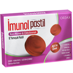 Orzax İmunol Kara Mürver ve Çilek 12 Pastil - Orzax