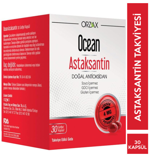 Orzax Ocean Astaksantin Natural Antioxidant 30 Kapsül - 1