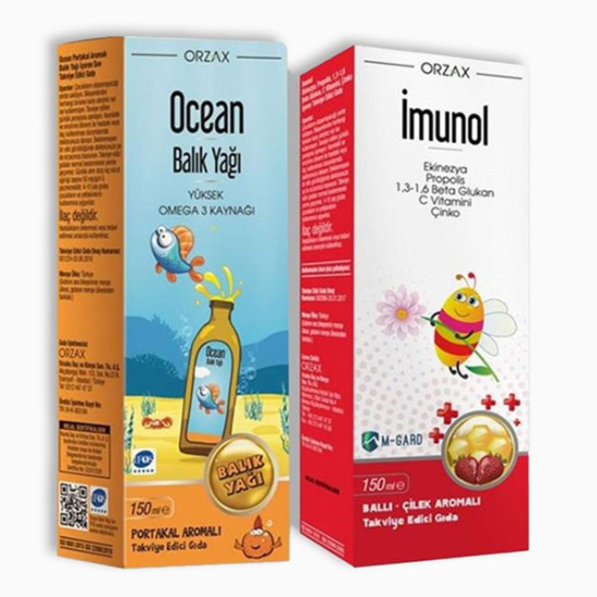 Orzax Ocean Balık Yağı Portakal Aromalı 150 ml ve Imunol Şurup 150 ml - 1