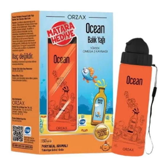 Orzax Ocean Balık Yağı Portakal Aromalı Şurup 150 ml - Matara Hediyeli - 1