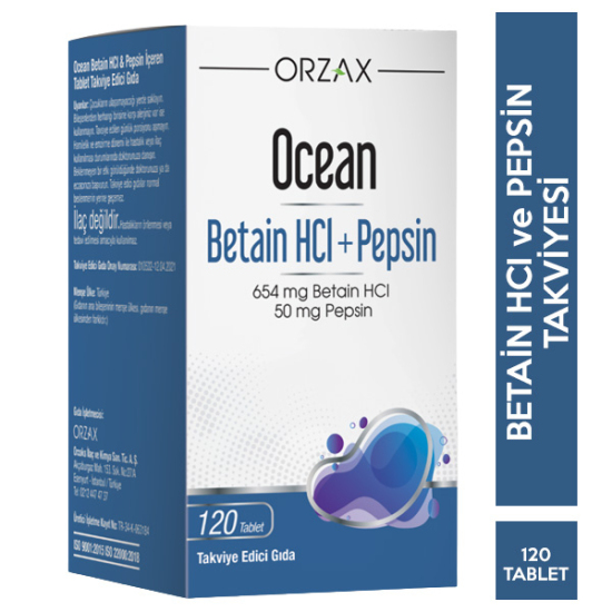 Orzax Ocean Betaın Hcl + Pepsın 120 Tablet - 1