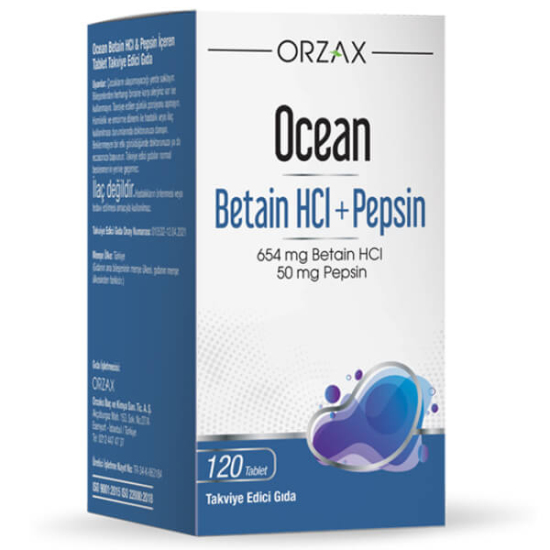 Orzax Ocean Betain Hcl + Pepsin 120 Tablet - 1