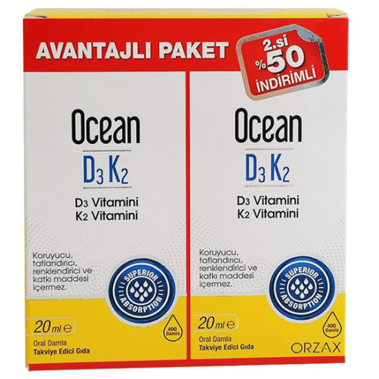 Orzax Ocean D3K2 Damla 20 ML 2 Adet - 1