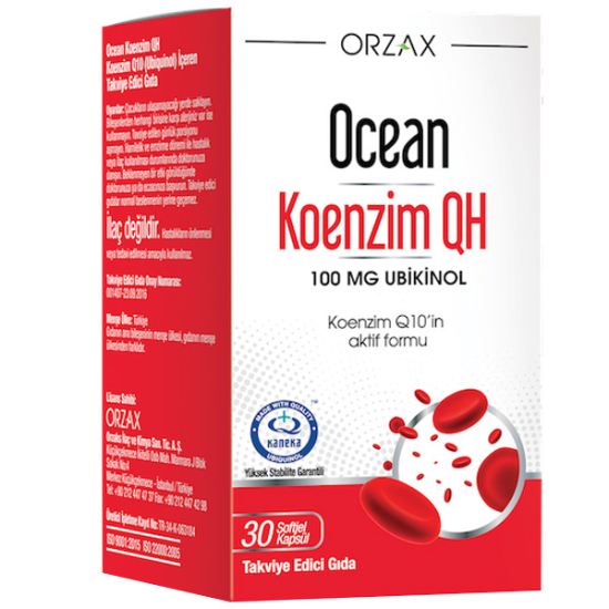 Orzax Ocean Koenzim QH 100 mg 30 Kapsül Ubiquinol Gıda Takviyesi - 1