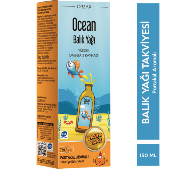 Orzax Ocean Omega 3 Balık Yağı Şurubu 150 ML Portakal Aromalı - 1