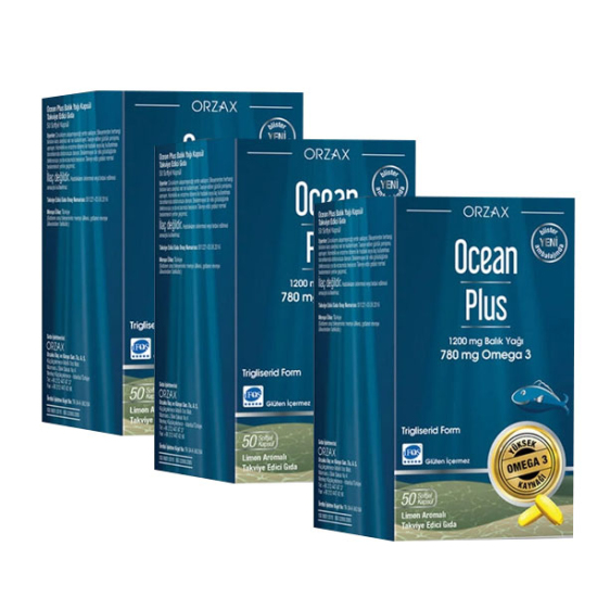 Orzax Ocean Plus Balık Yağı Limon Aromalı 1200 mg 50 Kapsül 3 Adet - 1