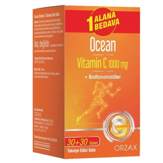 Orzax Ocean Vitamin C 1000 mg 30 Tablet - 1 Alana 1 Bedava - 1