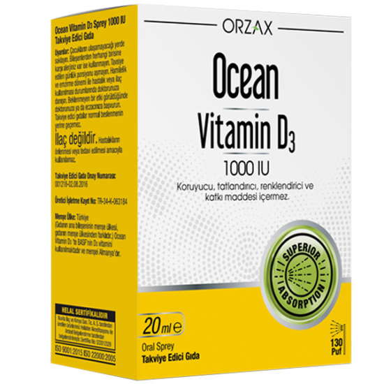 Orzax Ocean Vitamin D3 Sprey 1000 IU 20 ML - 1