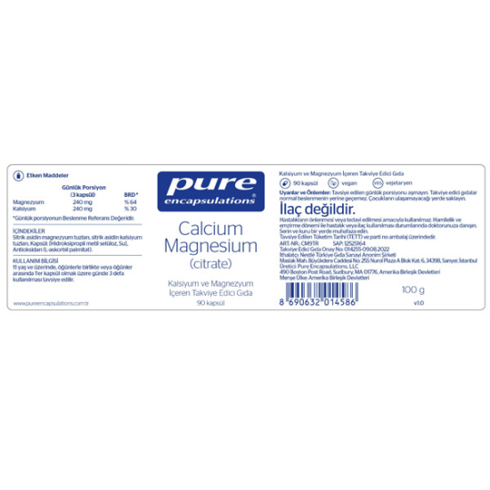 Pure Encapsulations Calcium Magnesium Citrate Aromasız 90 Kapsül - 2
