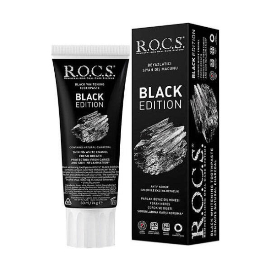 Rocs Black Edition Beyazlatıcı Siyah Diş Macunu 60 ml - 1