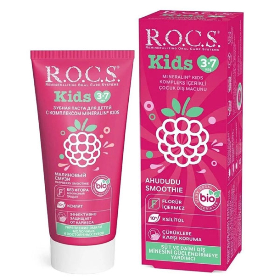 Rocs Kids Diş Macunu Ahududu Smoothie Tadında Florürsüz 3-7 Yaş 45 gr - 1