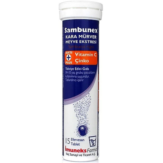 Sambunex Kara Mürver Vitamin C Çinko 15 Efervesan Tablet - 1
