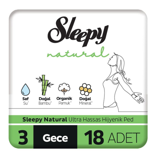 Sleepy Natural Ultra Hassas Gece Hijyenik Ped 18 li - 1