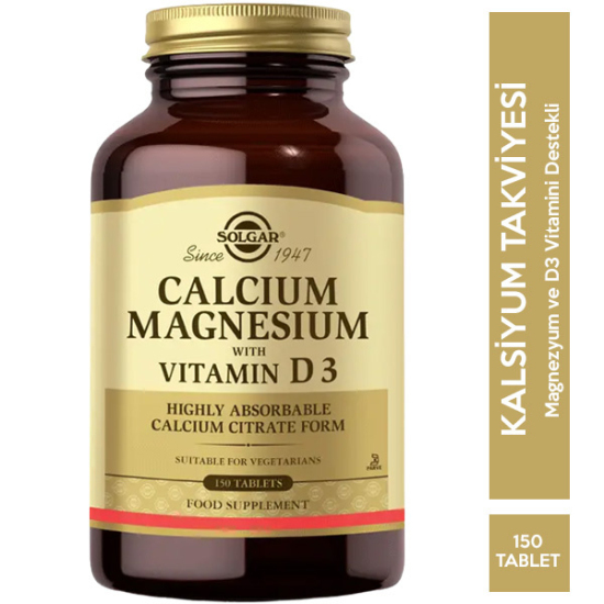 Solgar Calcium Magnesium With Vitamin D3 150 Tablet Kalsiyum ve Magnezyum Takviyesi - 1