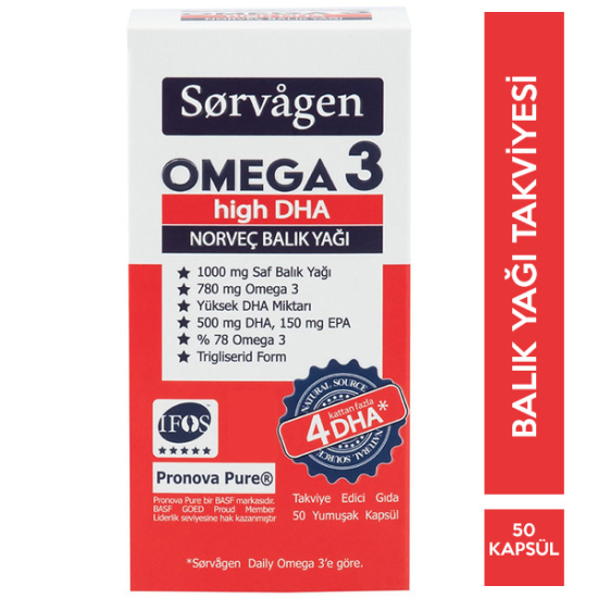 Sorvagen Omega 3 High DHA Norveç Balık Yağı 50 Kapsül - 1