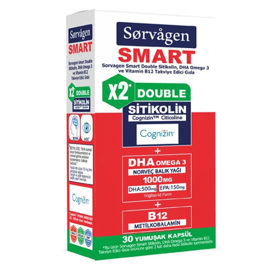 Sorvagen Smart Double Sitikolin Dha Omega 3 ve B12 30 Kapsül - 1