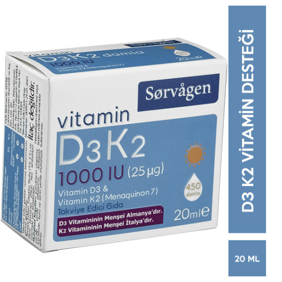 Sorvagen Vitamin D3 K2 Damla 20 ML D3 K2 Vitamini - 1