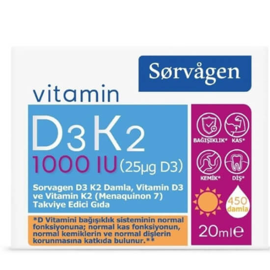 Sorvagen Vitamin D3K2 Damla 20 ML - 1