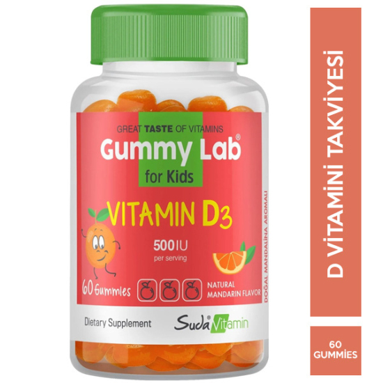 Suda Vitamin Gummy Lab Vitamin D3 For Kids Mandalina 60 Gummies - 1