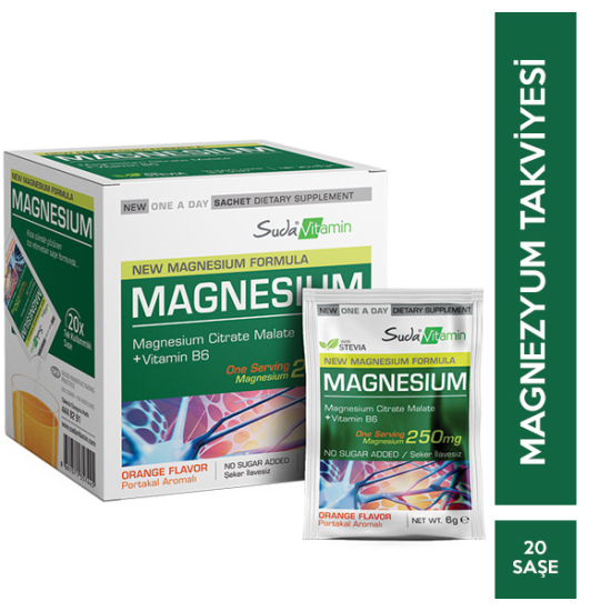 Suda Vitamin Magnesium Orange 20 Saşe Magnezyum Takviyesi - 1