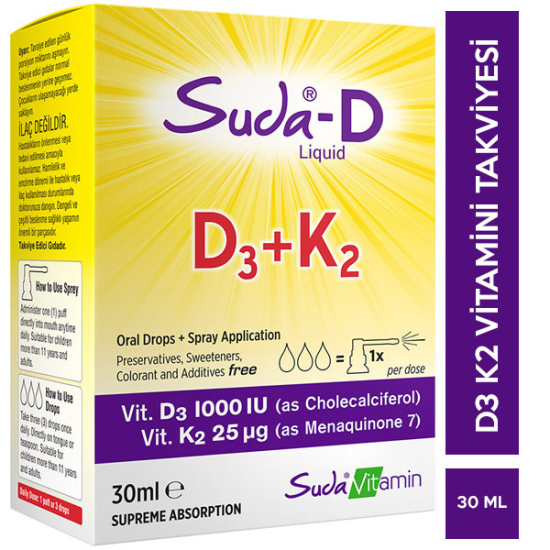 Suda Vitamin Suda D D3K2 30 ML D3 K2 Vitamini - 1