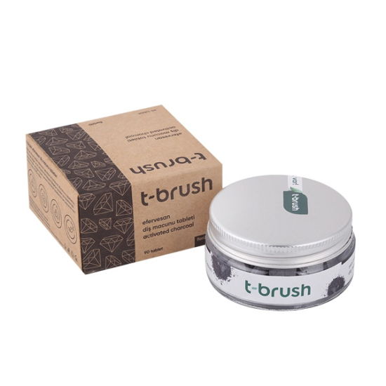 T Brush Aktif Kömürlü Doğal Diş Macunu Tableti Florürlü 90 Tablet - 1