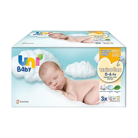 Uni Baby Yenidoğan Pamuk Islak Mendil 40 Yaprak 3 Adet - 1