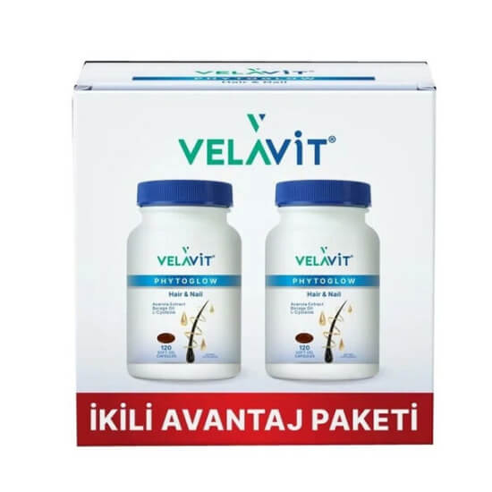 Velavit Phytoglow Hair Nail 120 Soft Gel Capsules - 2 li Avantajlı Paket - 1