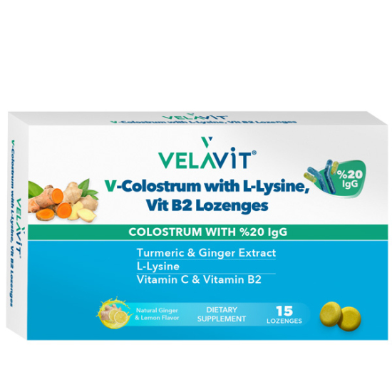 Velavit V Colostrum With L Lysine Vitamin B2 Lozenges 15 Pastil - 1