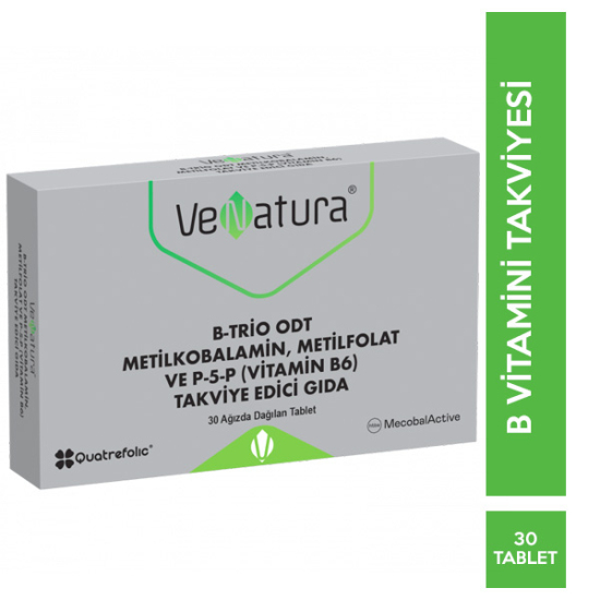 Venatura B Trio ODT Metilkobalamin Metilfolat ve P 5 P Takviye Edici Gıda 30 Tablet - 1