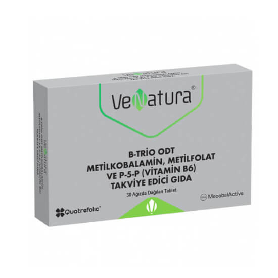 Venatura B Trio ODT Metilkobalamin Metilfolat ve P 5 P Takviye Edici Gıda 30 Tablet - 1