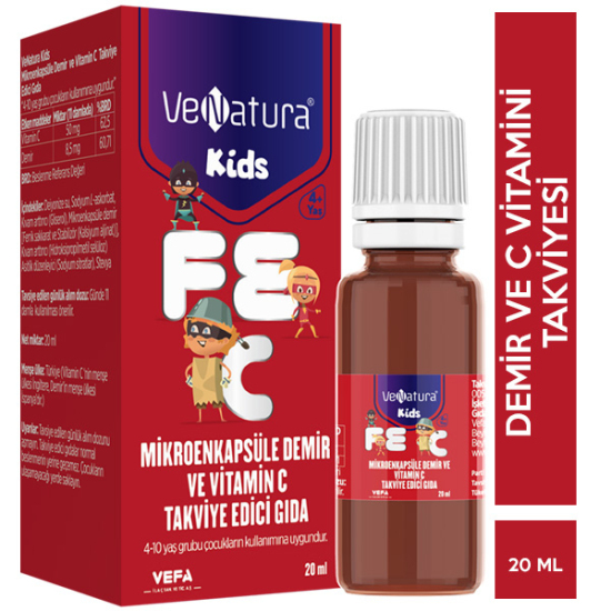Venatura Kids Mikroenkapsüle Demir ve Vitamin C 20 ML Çocuklar İçin Demir ve C Vitamini Takviyesi - 1