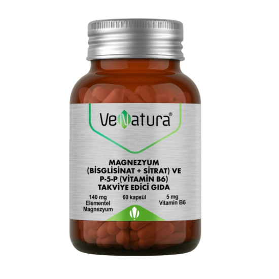 Venatura Magnezyum Bisglisinat Sitrat P 5 P Vitamin B6 60 Kapsül - 1