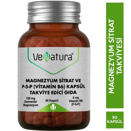 Venatura Magnezyum Sitrat P 5 P Vitamin B6 90 Kapsül - 1