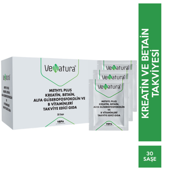 Venatura Methyl Plus Kreatin Betain Alfa Gliserofosfokolin ve B Vitaminleri 30 Saşe Gıda Takviyesi - 1