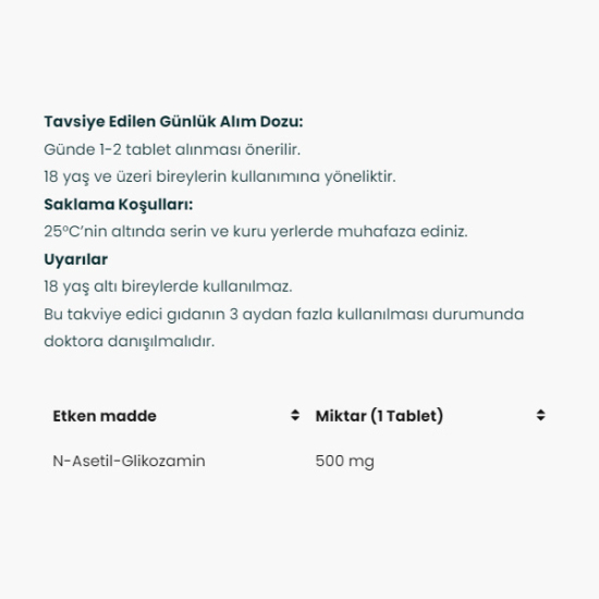 Venatura N Asetil D Glikozamin 90 Tablet - 2