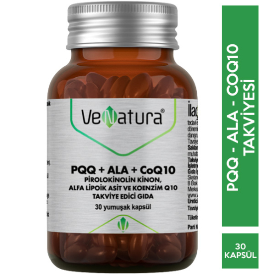 Venatura PQQ + ALA + CoQ10 30 Kapsül Pirolokinolin Kinon Alfa Lipoik Asit ve Koenzim Q10 Takviyesi - 1