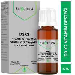Venatura Vitamin D3 Ve Menaquinon 7 (11,25 mcg) 20 ML D3 K2 Vitamini - Venatura