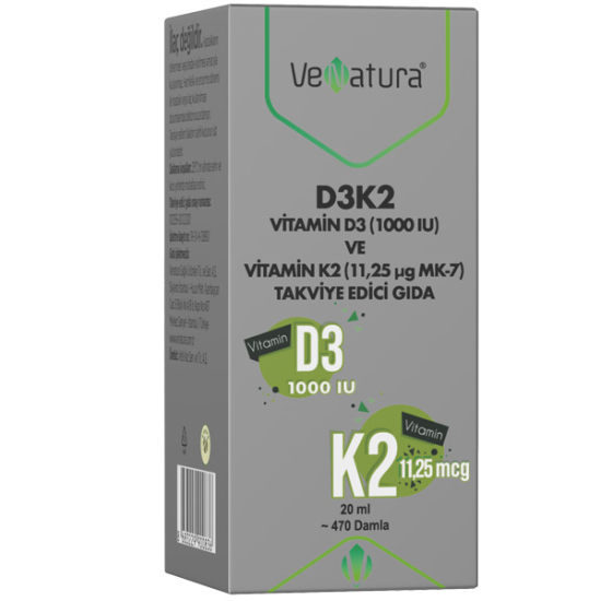 Venatura Vitamin D3 Ve Menaquinon 7 (11,25 mcg) 20 ML D3 K2 Vitamini - 1