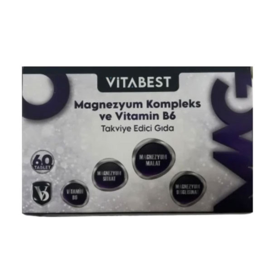 Vitabest Magnezyum Kompleks ve Vitamin B6 60 Tablet - 1