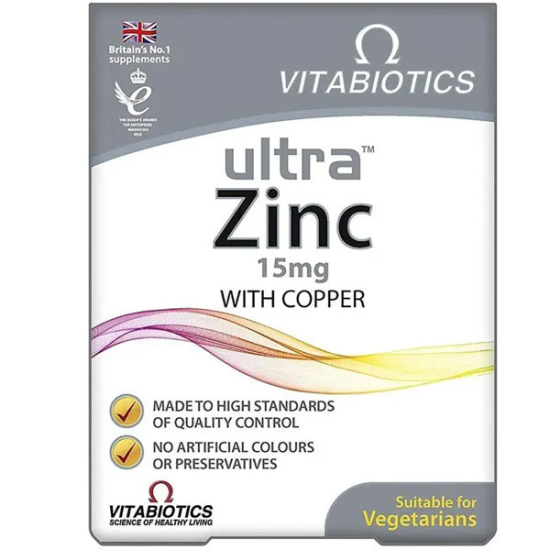 Vitabiotics Ultra Zinc 15 mg with Copper 60 Tablet Çinko Takviyesi - 1