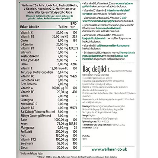 Vitabiotics Wellman 70+ 30 Tablet - 2