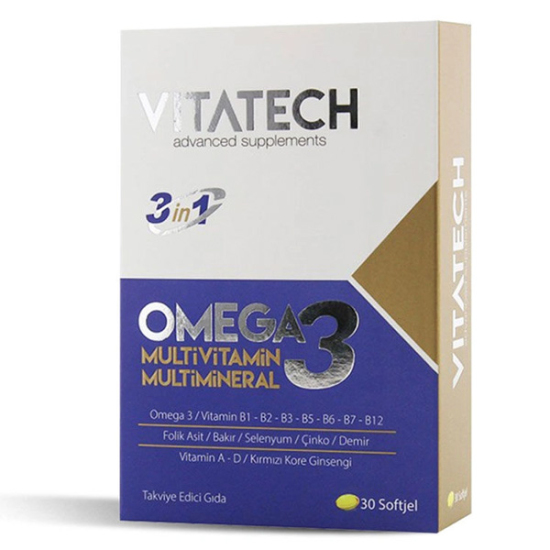 Vitatech Omega 3 Multivitamin ve Mineral Ginseng 30 Kapsül - 1