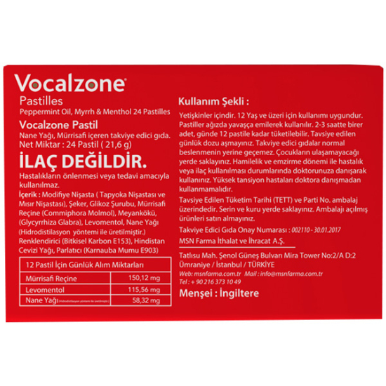 Vocalzone Klasik Pastil 24 lü - 2