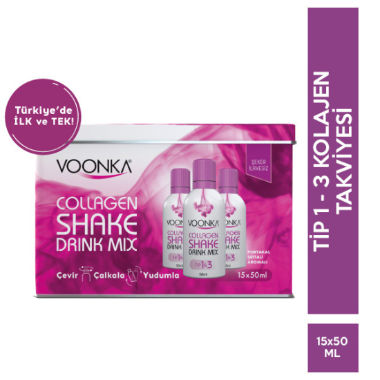 Voonka Beauty Collagen Shake Drink Mix 15x50 ML Beyaz Üzüm Aromalı - 1